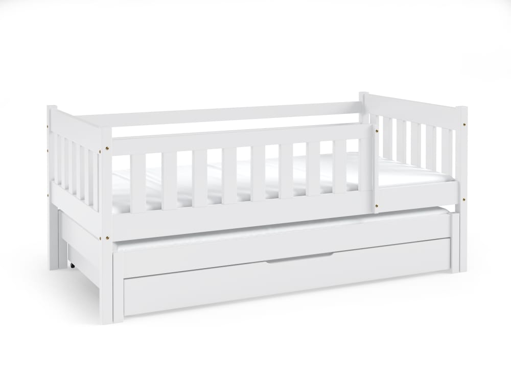 Furnlux Kinderbett Massivholz Kiefer Weiß 80x160 style modern Weiß Baby