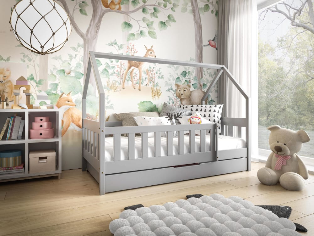 Hausbett Massivholz Kiefer Grau 80x160 - Maisons Du Monde