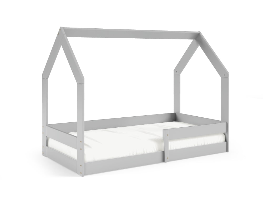 Lit cabane en pin massif - coloris gris