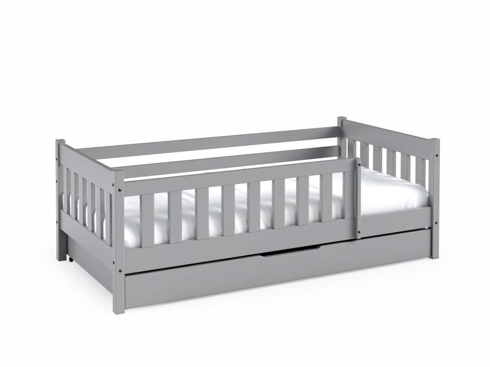 Furnlux Kinderbett Massivholz Kiefer Grau 80x160 style modern Grau Baby
