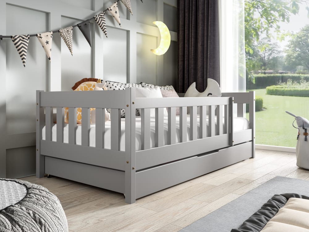 Kinderbett Massivholz Kiefer Grau 80x160 - Maisons Du Monde