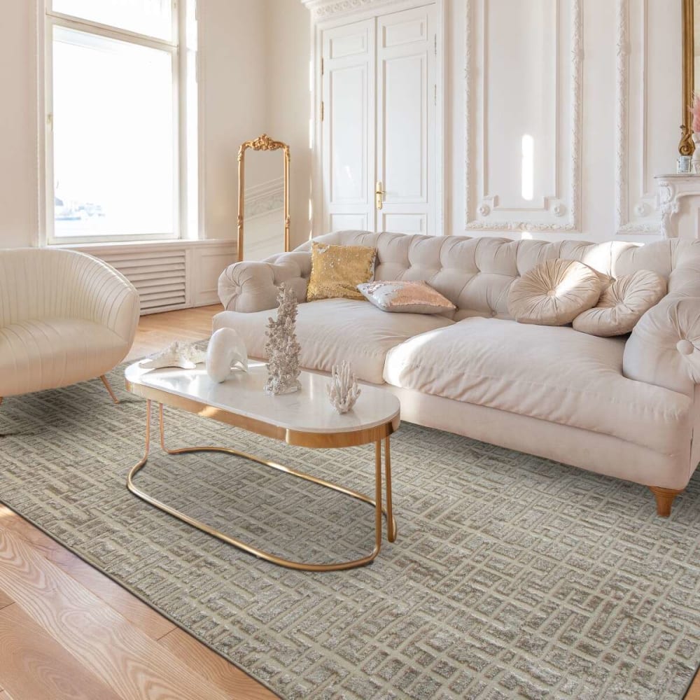 Tapis moderne motif géométrique beige 120x170 — vue 3