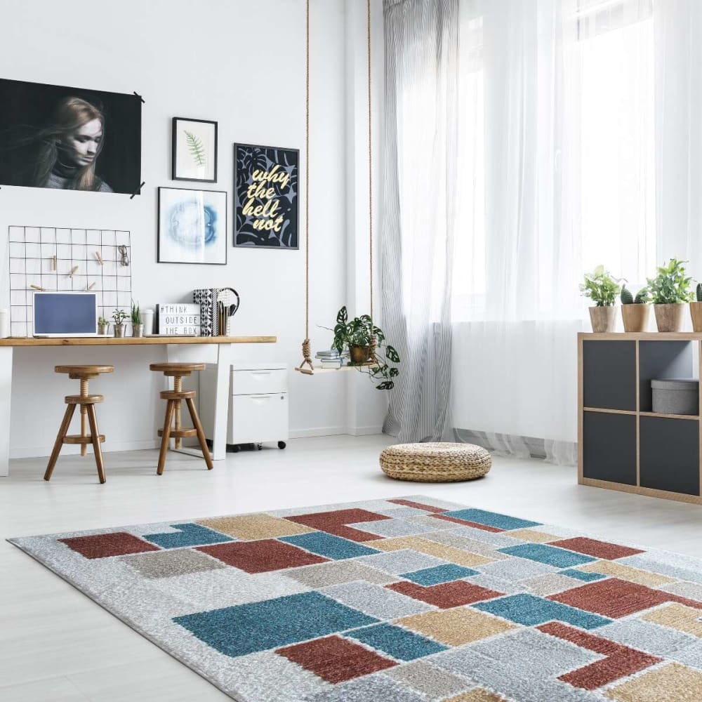 Tapis contemporain multicolore/beige 120x166 — vue 3