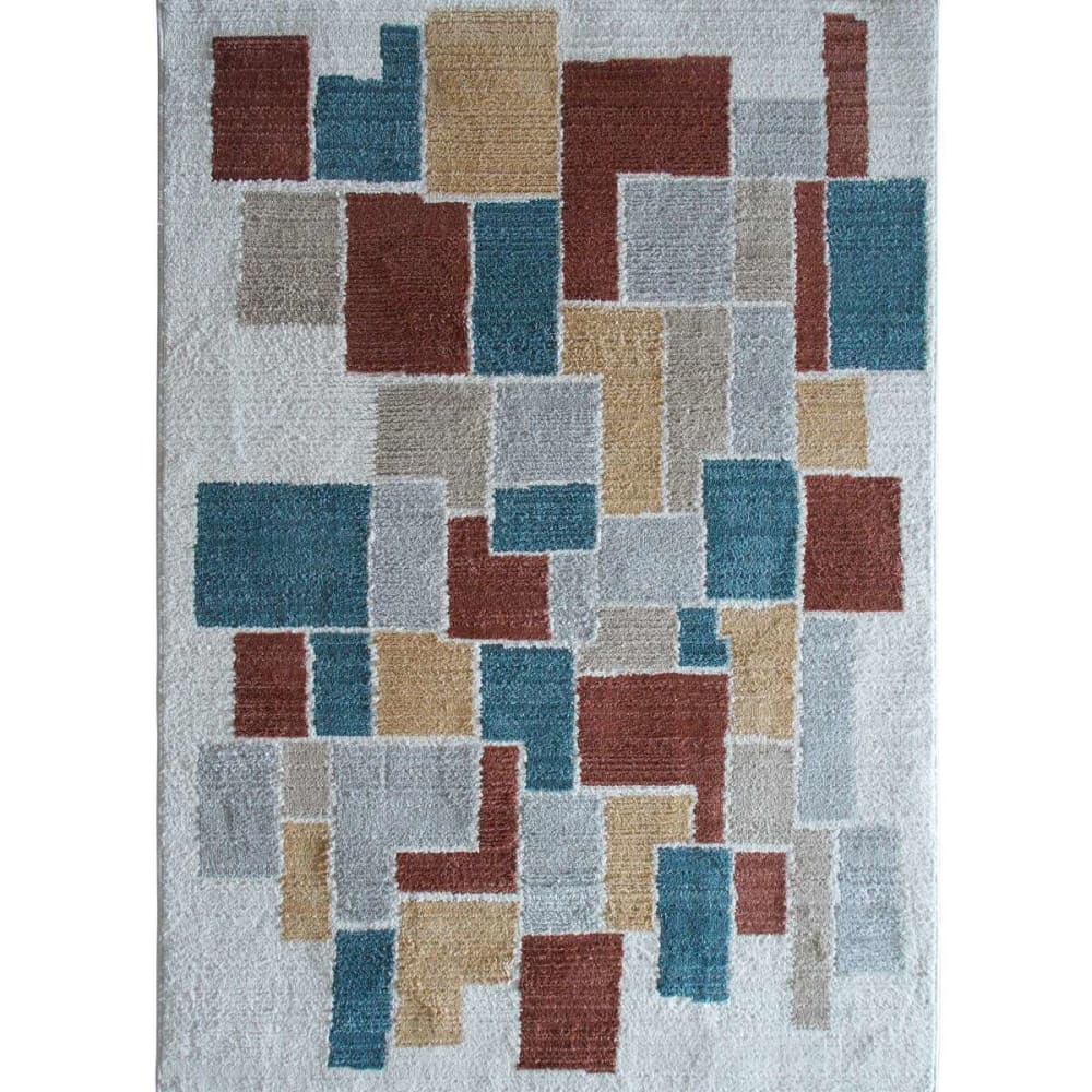 Zeitgenössischer Teppich aus Polyester mehrfarbig/beige 120x166 -