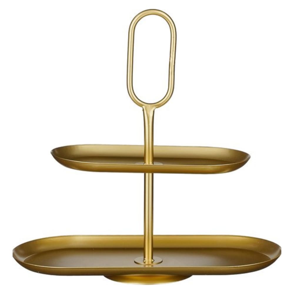 Présentoir à étages doré fer h37xl17xl38cm