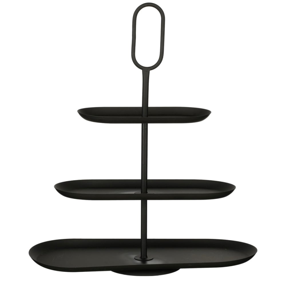 Présentoir à étages noir fer h55xl20xl48cm