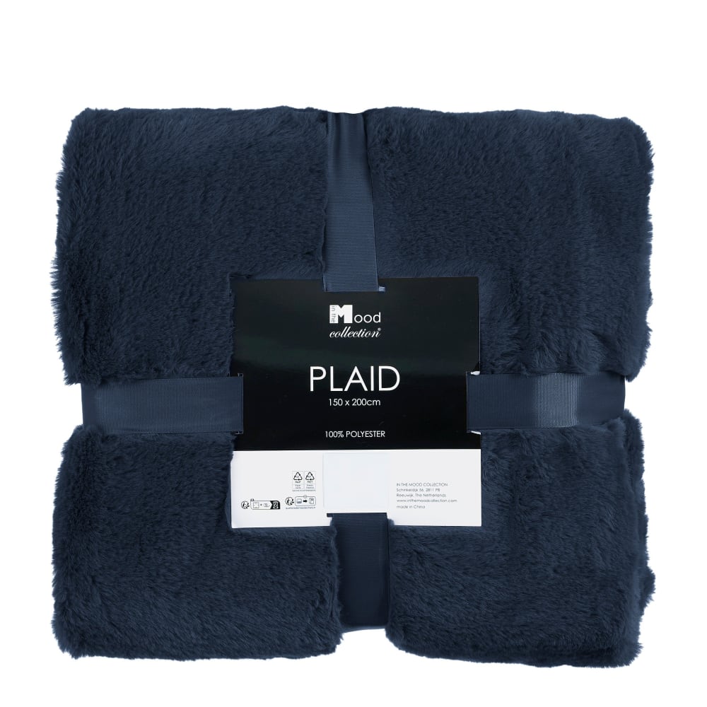 Plaid bleu foncé polyester