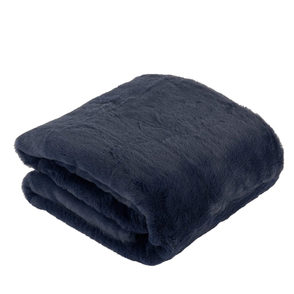 Plaid Bronte Dunkelblau Polyester H2xB150xL200cm - Maisons Du