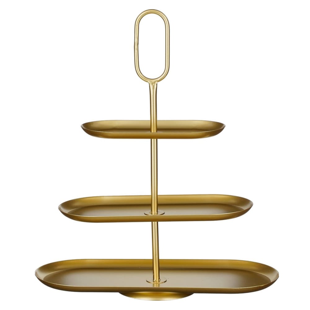 Présentoir à étages doré fer h55xl20xl48cm