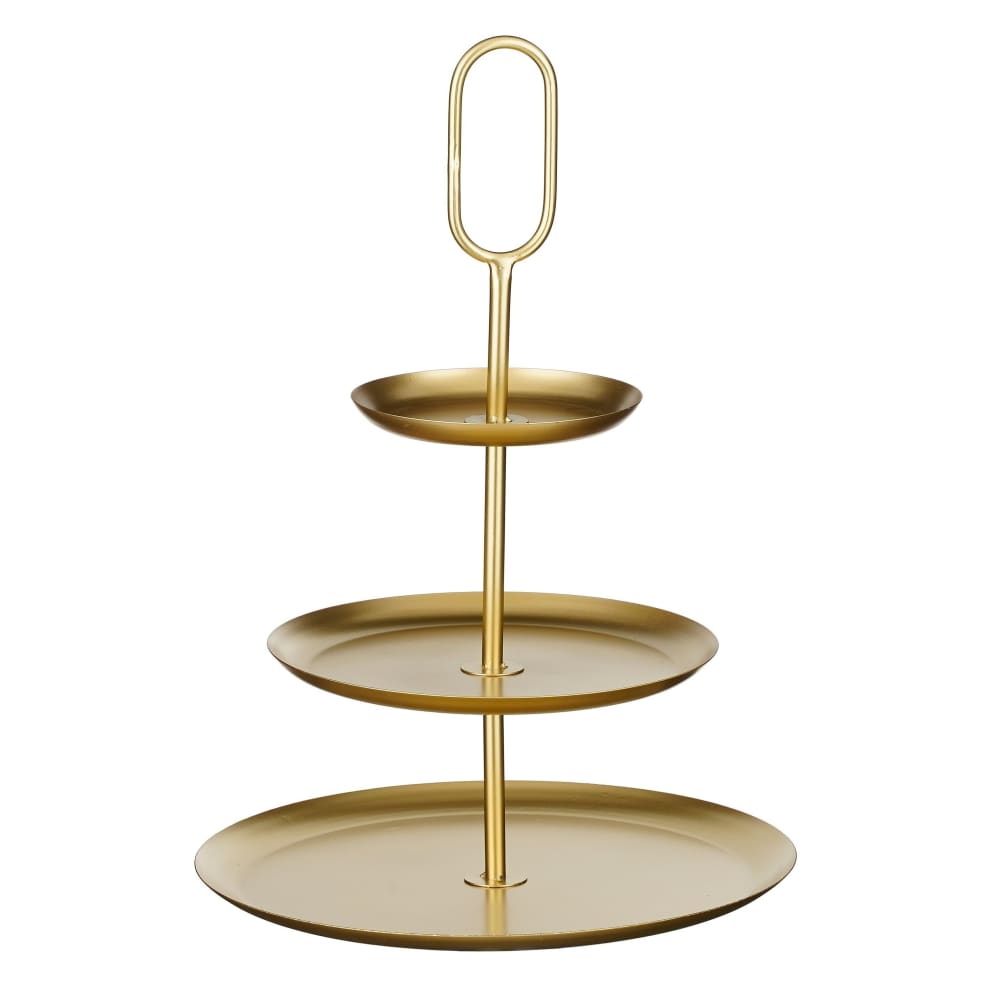 Présentoir à étages doré fer h55xl38xl38cm