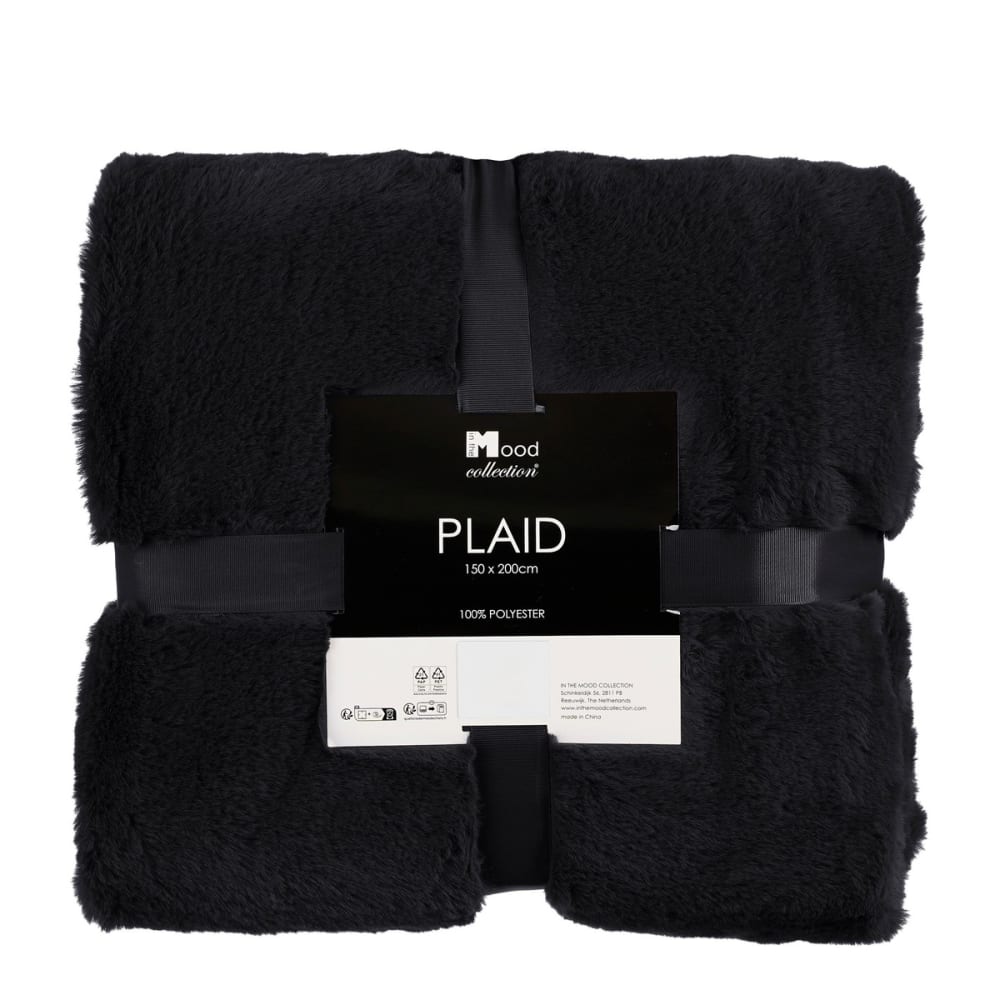 Plaid noir polyester h2xl150xl200cm