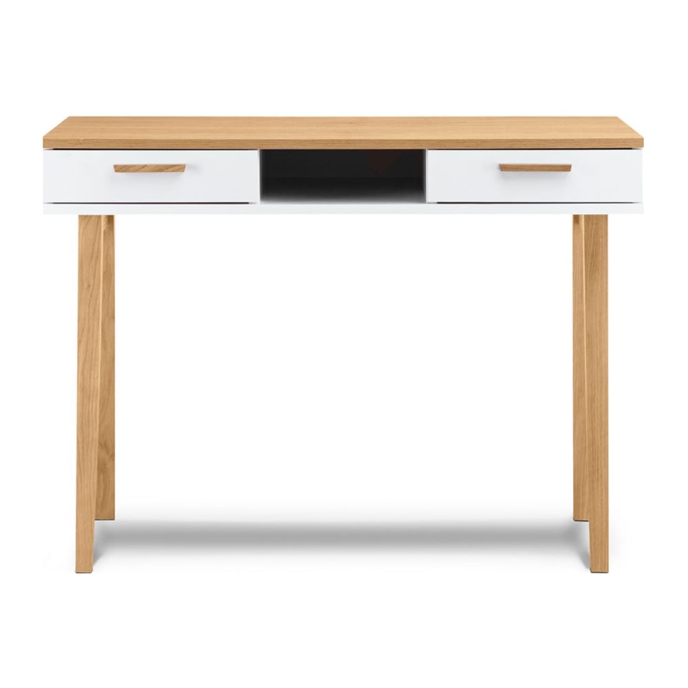 KONSIMO Schreibtisch mit 2 Schubladen, Weiß Weiß Holz