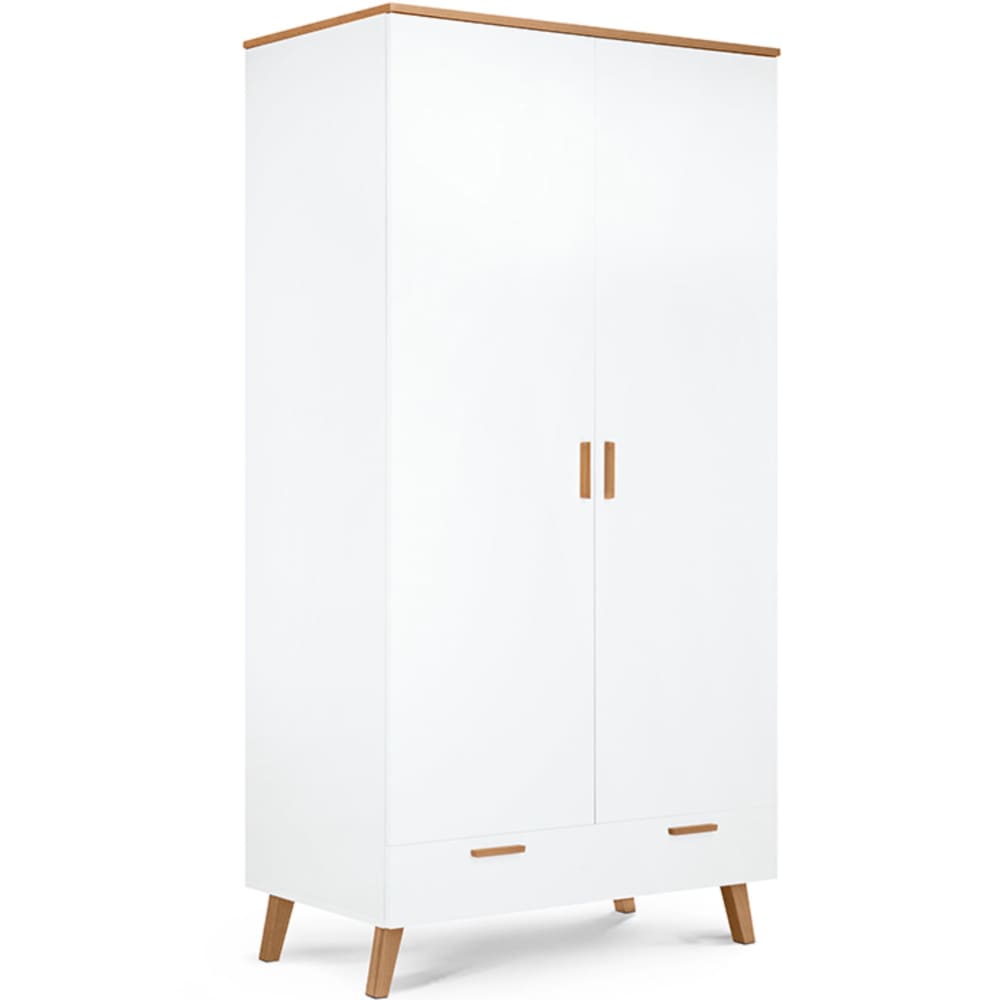 KONSIMO Drehtürenschrank mit Schublade, Weiß Weiß Holz