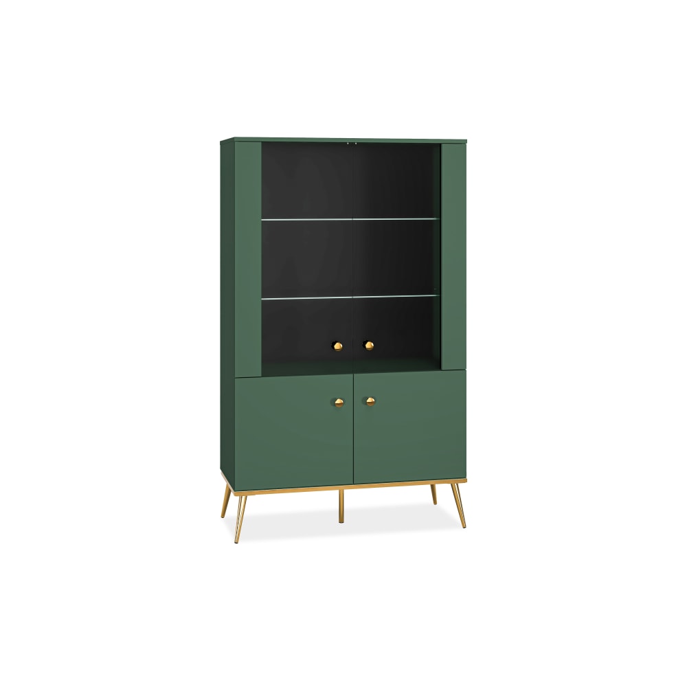 KONSIMO Vitrinenschrank, mit Glaseinlegeböden, grün style modern - Holz
