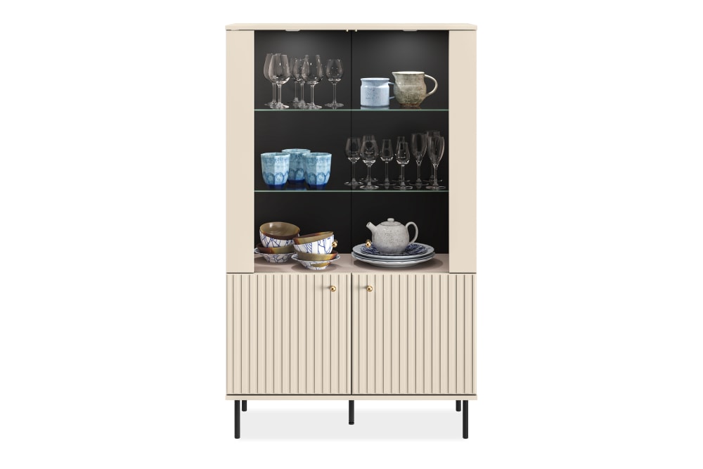 Vitrinenschrank, mit Beleuchtung, cremefarben - Maisons Du Monde