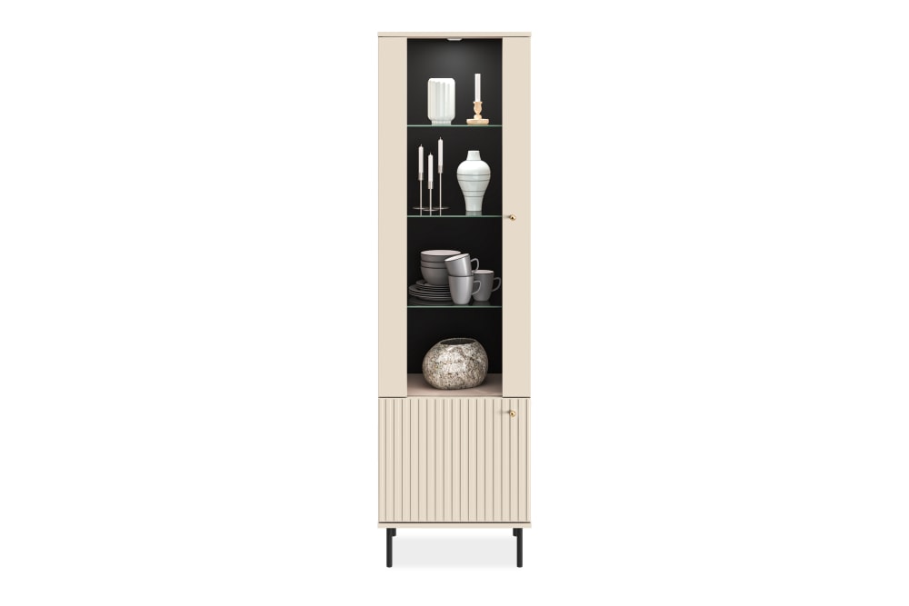 Vitrinenschrank, mit Beleuchtung, cremefarben - Maisons Du Monde