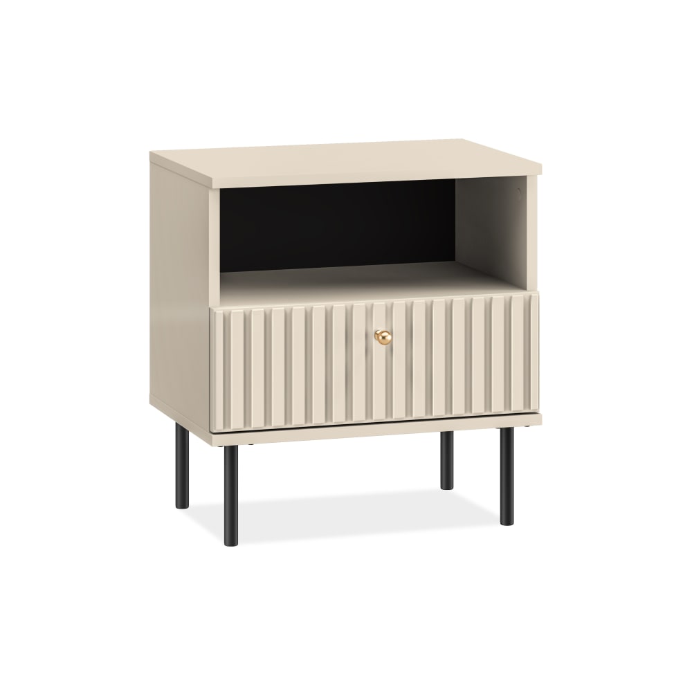 KONSIMO Nachttisch mit Goldelementen, cremefarben style modern Beige Holz