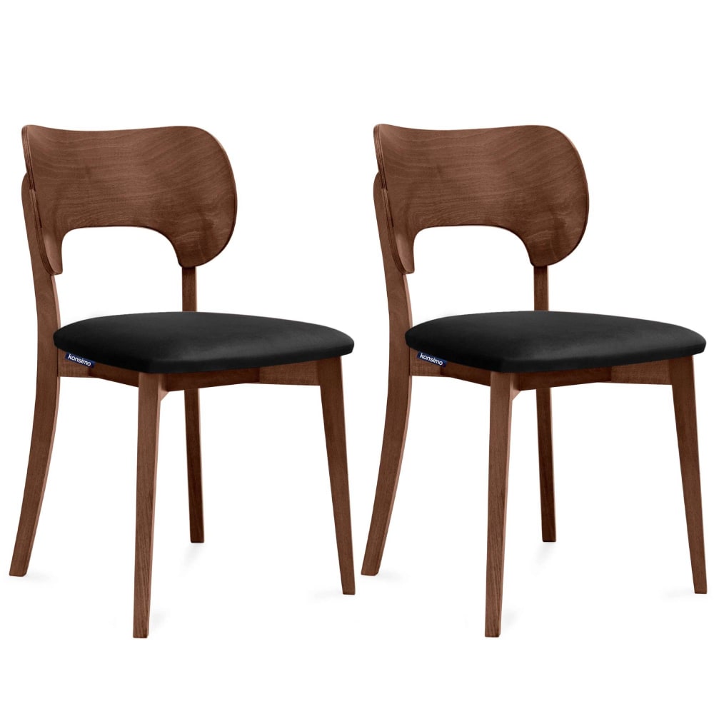 KONSIMO 2er Set Holzstühle mit Gestell aus massivem Buchenholz, schwarz style classic chic - -