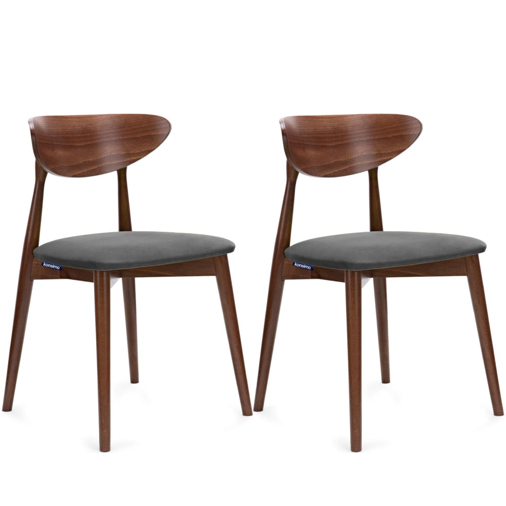 KONSIMO 2er Set Holzstühle mit Gestell aus massivem Buchenholz, grau style classic chic - -