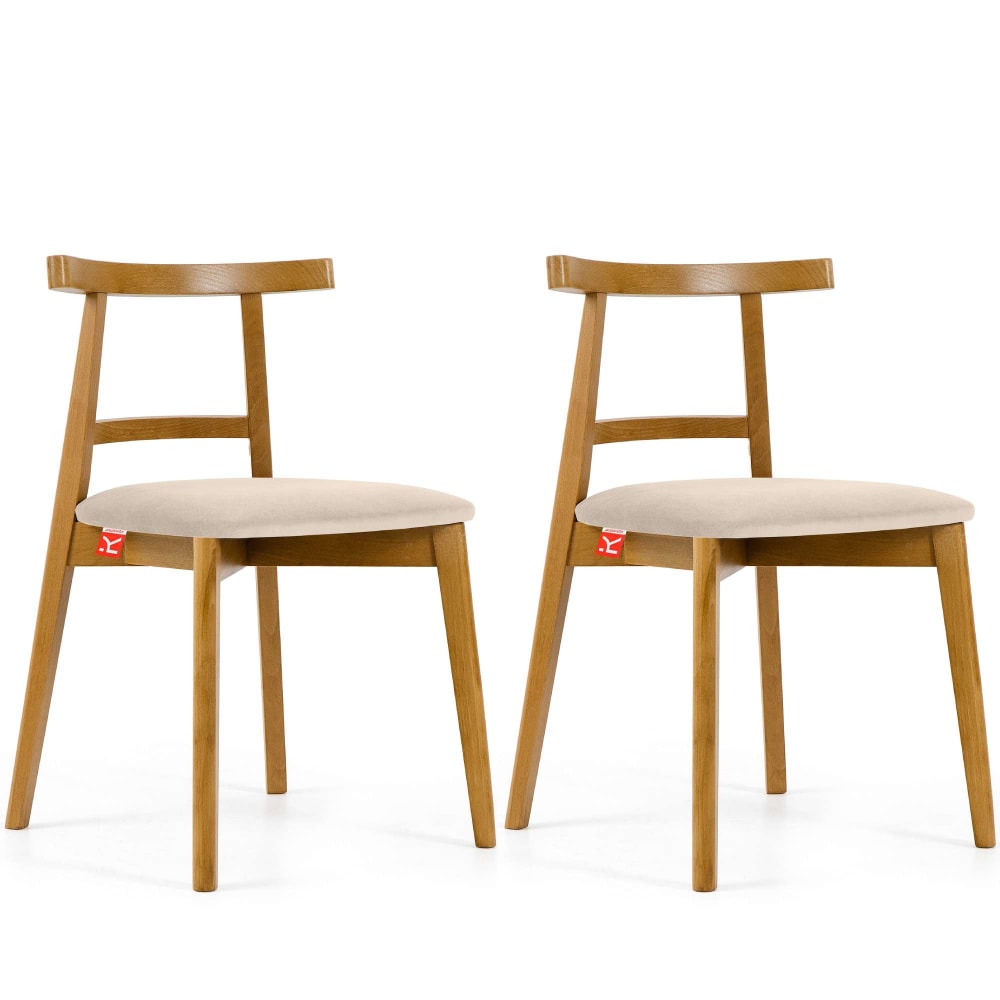 KONSIMO 2er Set Esszimmerstühle, Vintage, Creme / hell Eiche style vintage Beige Holz
