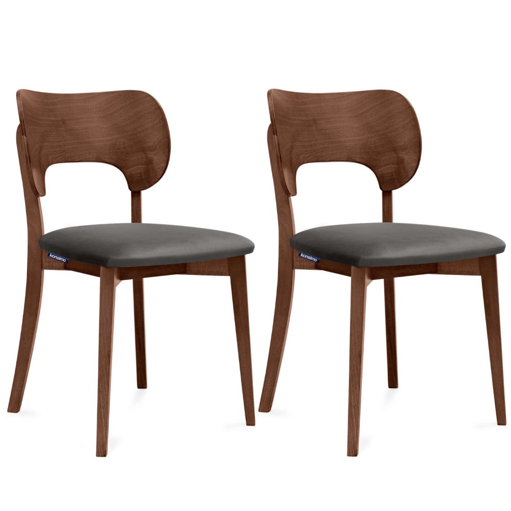 KONSIMO 2er Set Holzstühle mit Gestell aus massivem Buchenholz, grau style classic chic - -