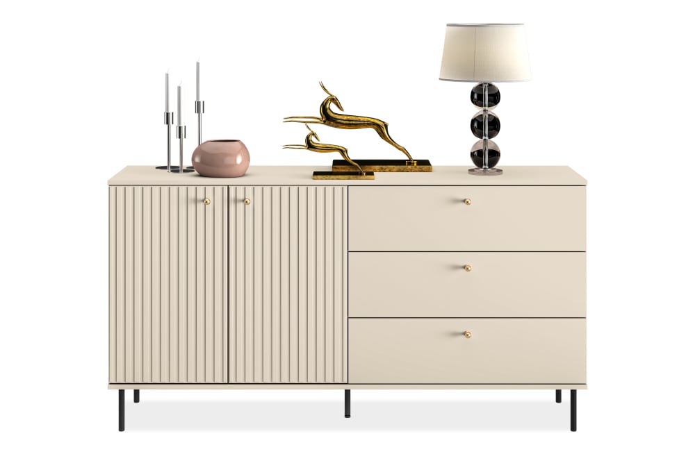 Kombikommode mit Goldelementen, cremefarben - Maisons Du Monde