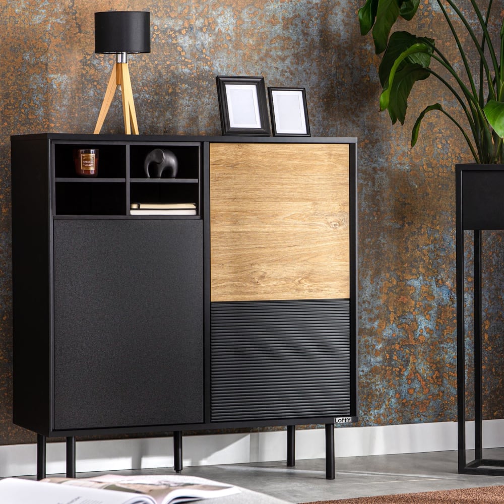 Kommode mit 3 Türen, schwarz - Maisons Du Monde
