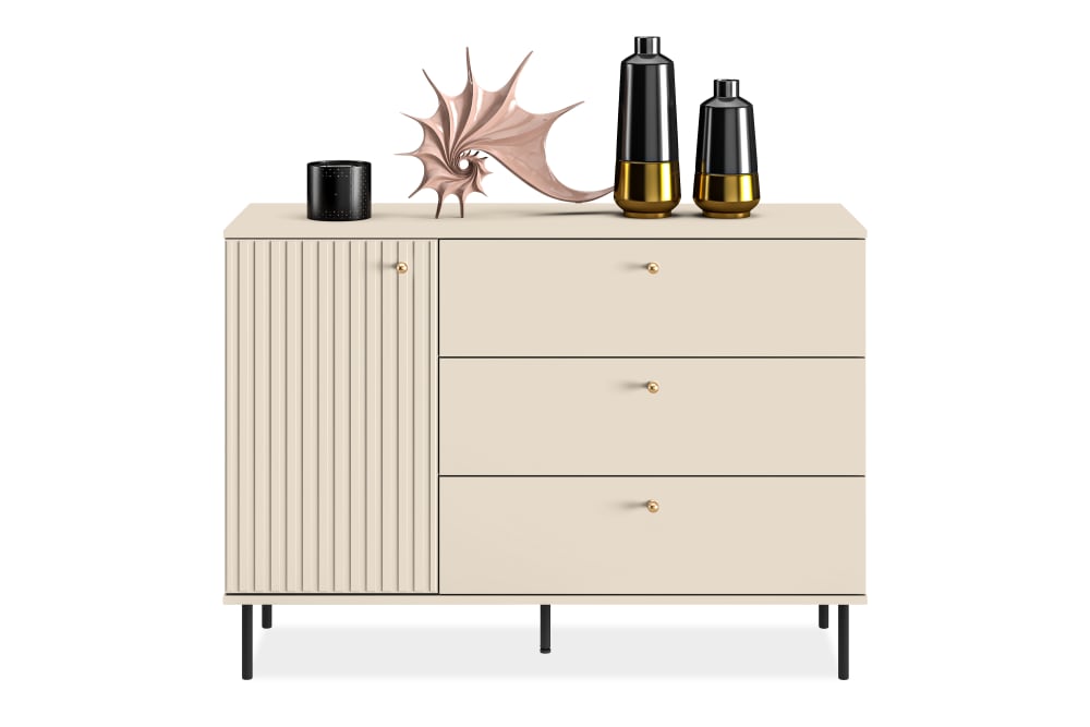Kombikommode mit Goldelementen, cremefarben - Maisons Du Monde