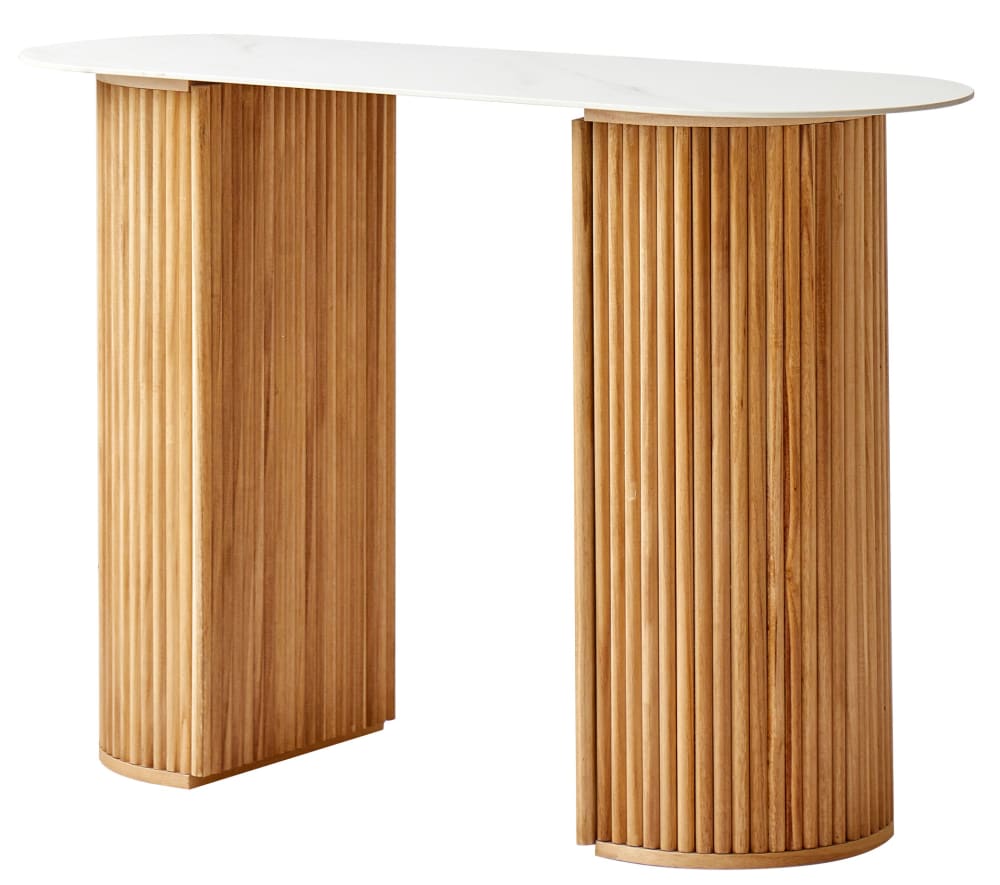 Console en bois avec plateau effet marbre - Maisons du Monde