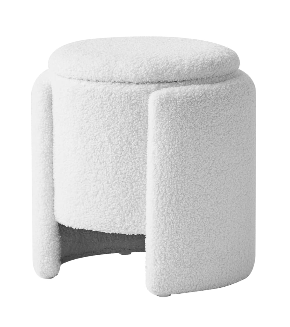 Pouf en bouclettes blanches