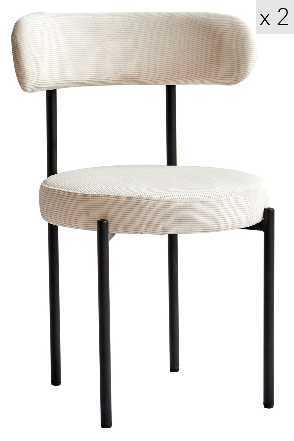 Polsterstühle (2er Set) aus Metall und Kord Beige - Maisons Du