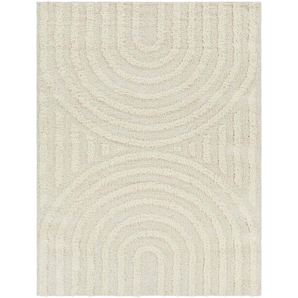 Moderner Hochfloriger Shaggy Teppich Beige/Weiß 200x275 - Maisons