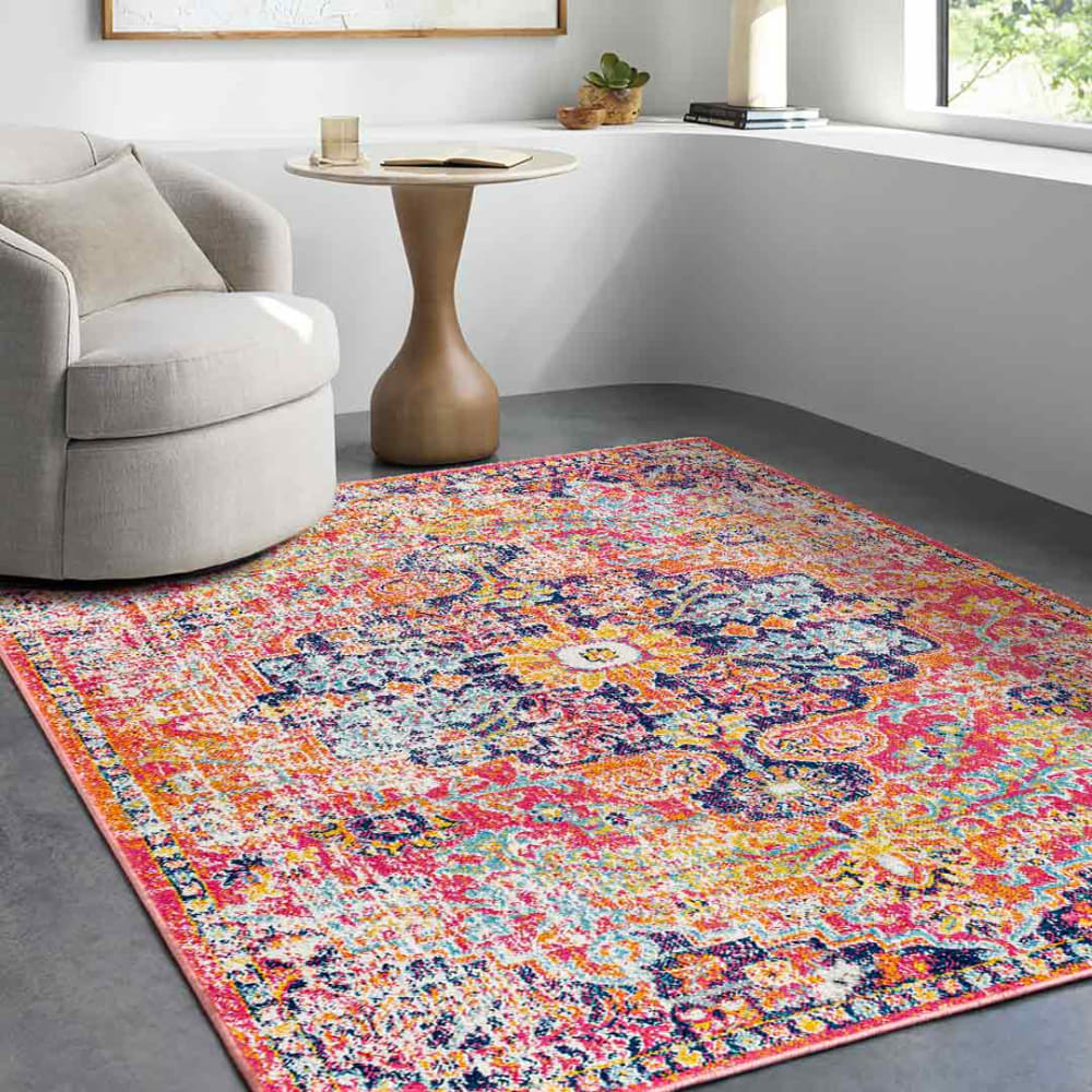 Tapis vintage oriental orange/bleu 120x170 — vue 3
