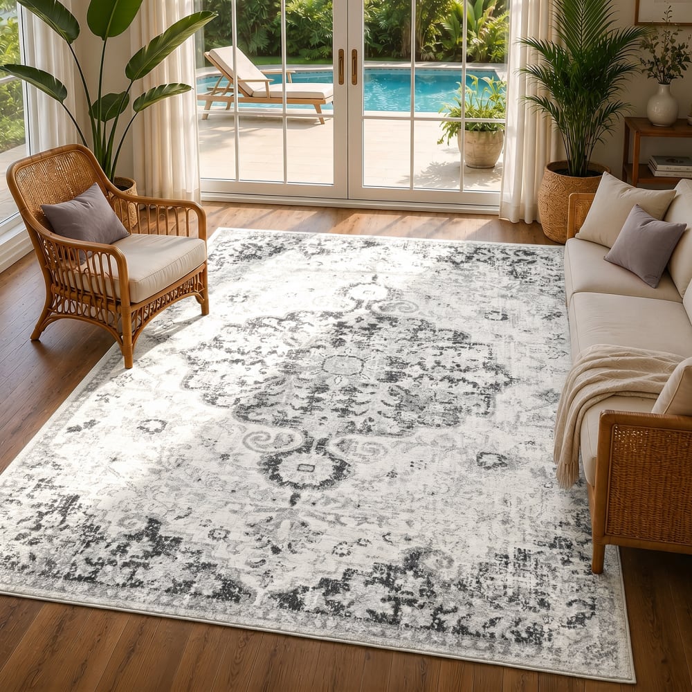 Tapis vintage oriental gris/noir 120x170 — vue 3