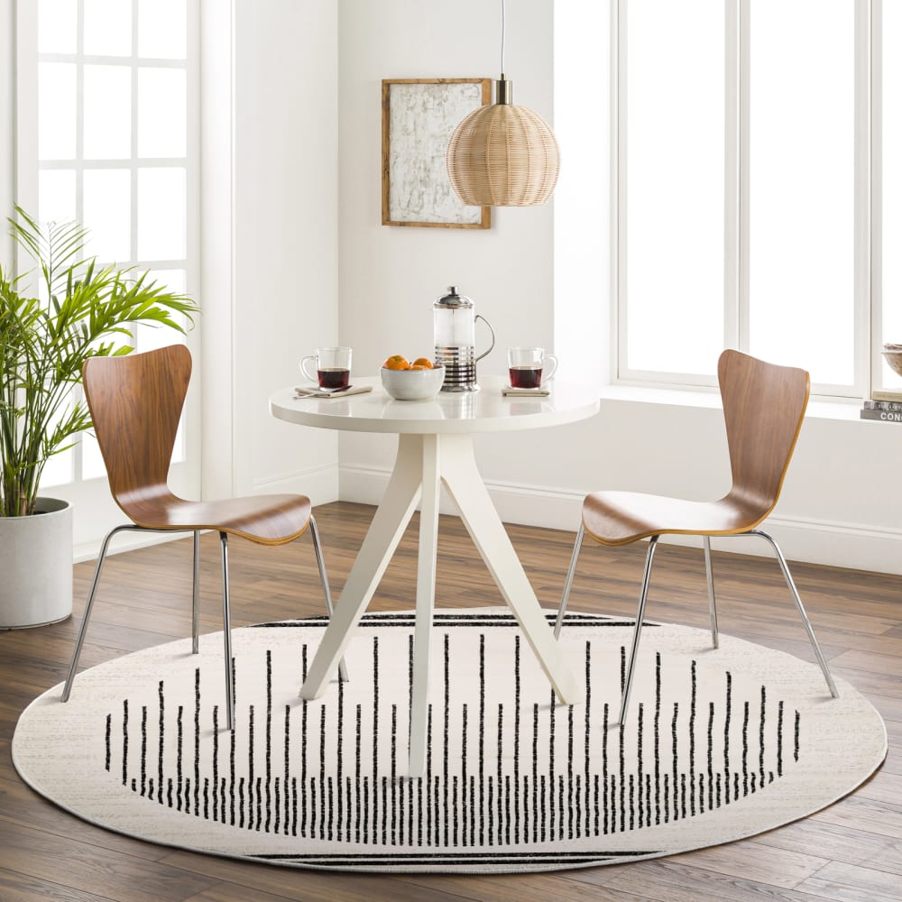 Tapis rond scandinave moderne blanc/noir ø 200 — vue 3