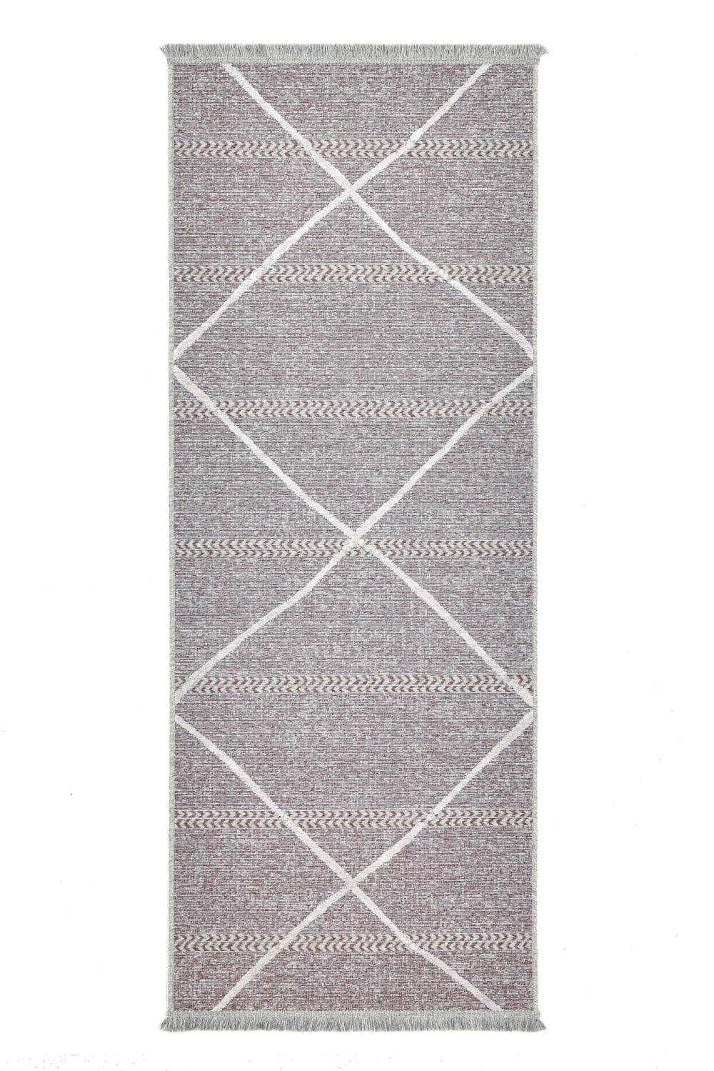 THEKO Tapis fin tissé machine en laine et viscose Rouge 80x200 cm style contemporain Rouge