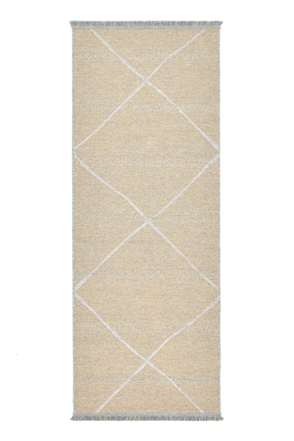 THEKO Tapis fin tissé machine en laine et viscose Or 80x200 cm style contemporain Doré