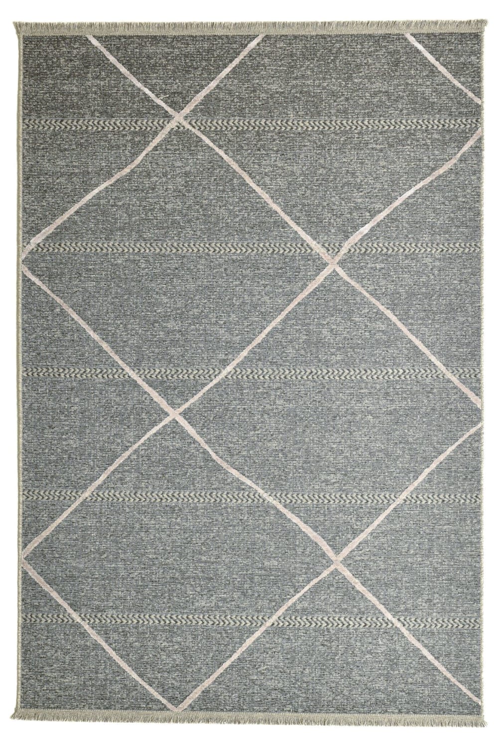 THEKO Tapis fin tissé machine en laine et viscose Anthracite 80x150 cm style contemporain Gris