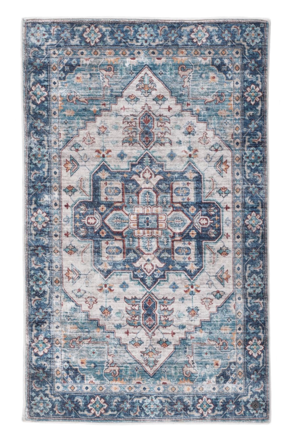 Tapis de bain vintage imprimé à la machine turquoise 70x120 cm