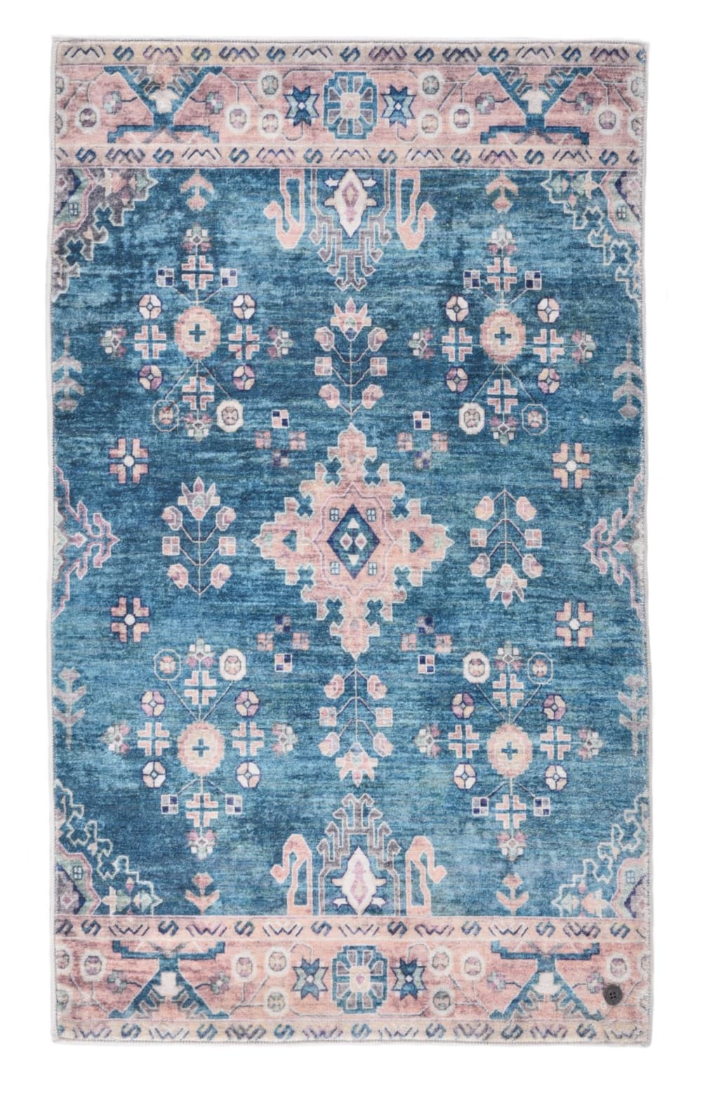 Tapis de bain vintage imprimé à la machine turquoise 60x100 cm