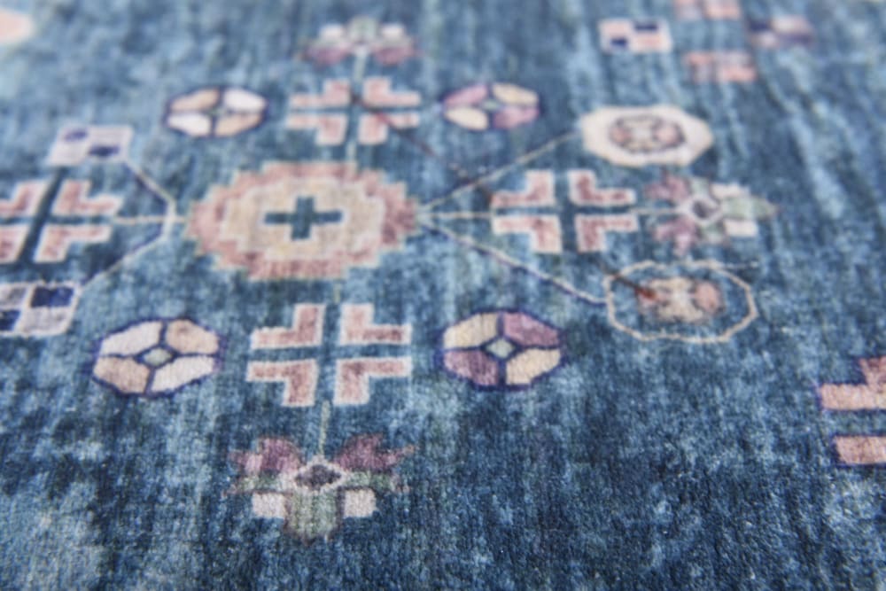 Tapis de bain vintage imprimé à la machine turquoise 70x120 cm — vue 3