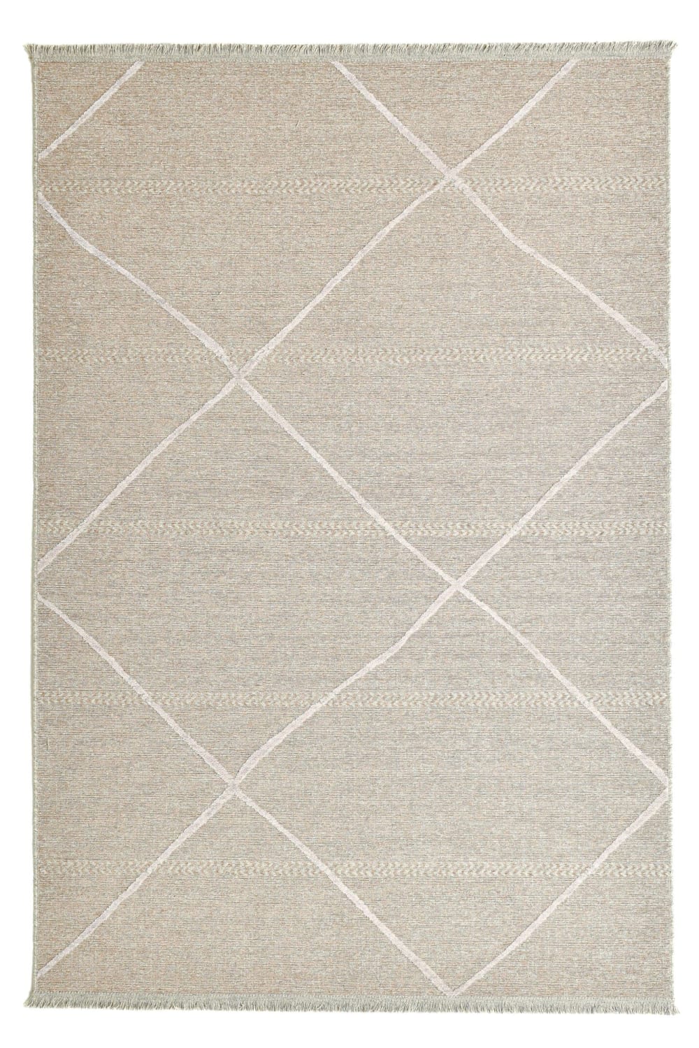 THEKO Maschinengewebter Teppich aus Wolle und Viskose Beige 60x100 cm style modern Beige Wolle