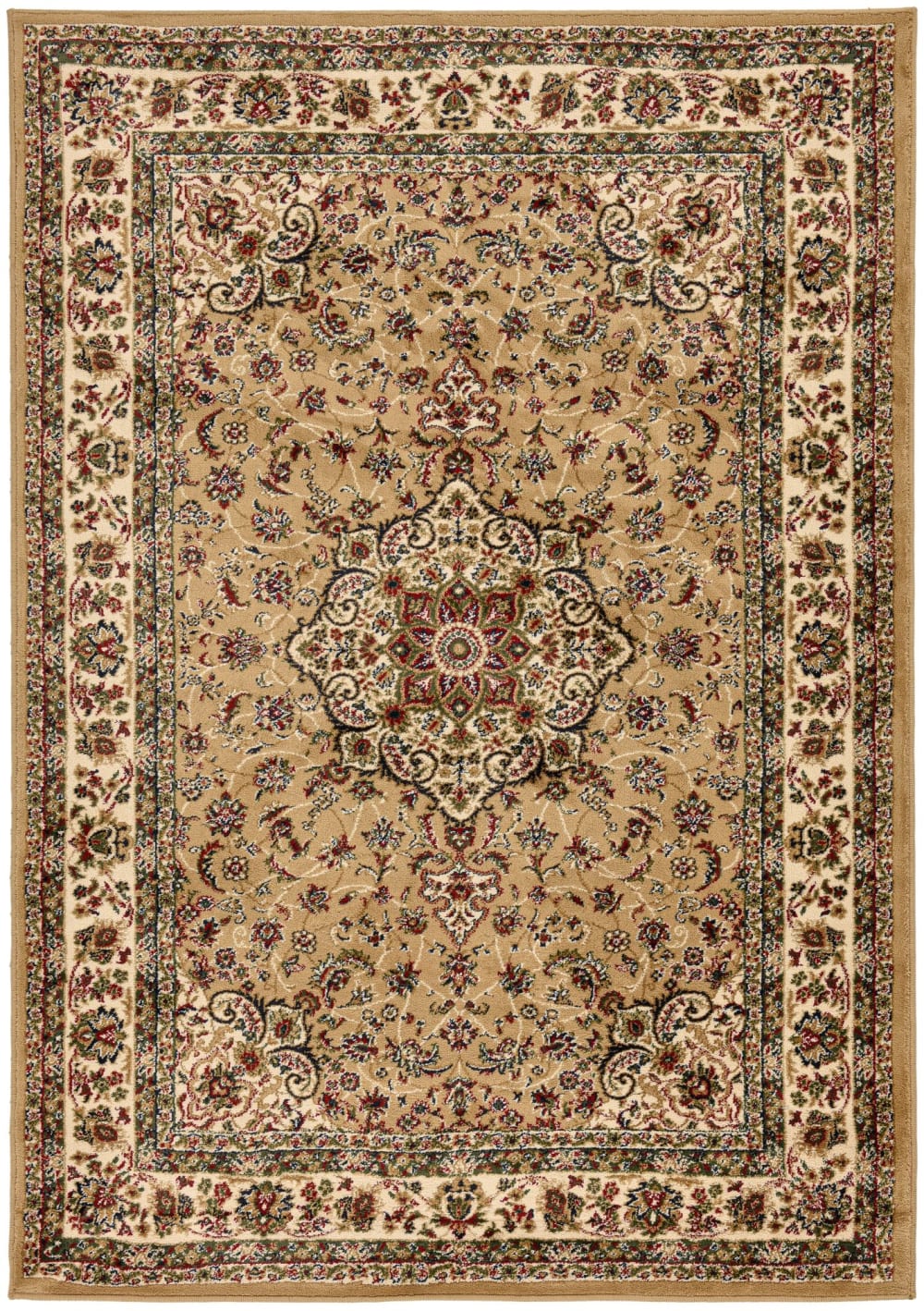 THEKO Teppich orientalisches Design Polypropylen Camel 133x190 cm style vintage Braun Pvc - Polyvinlychlorid