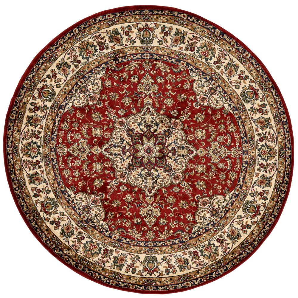 THEKO Teppich orientalisches Design Polypropylen Rot D 133 cm style vintage Rot Pvc - Polyvinlychlorid