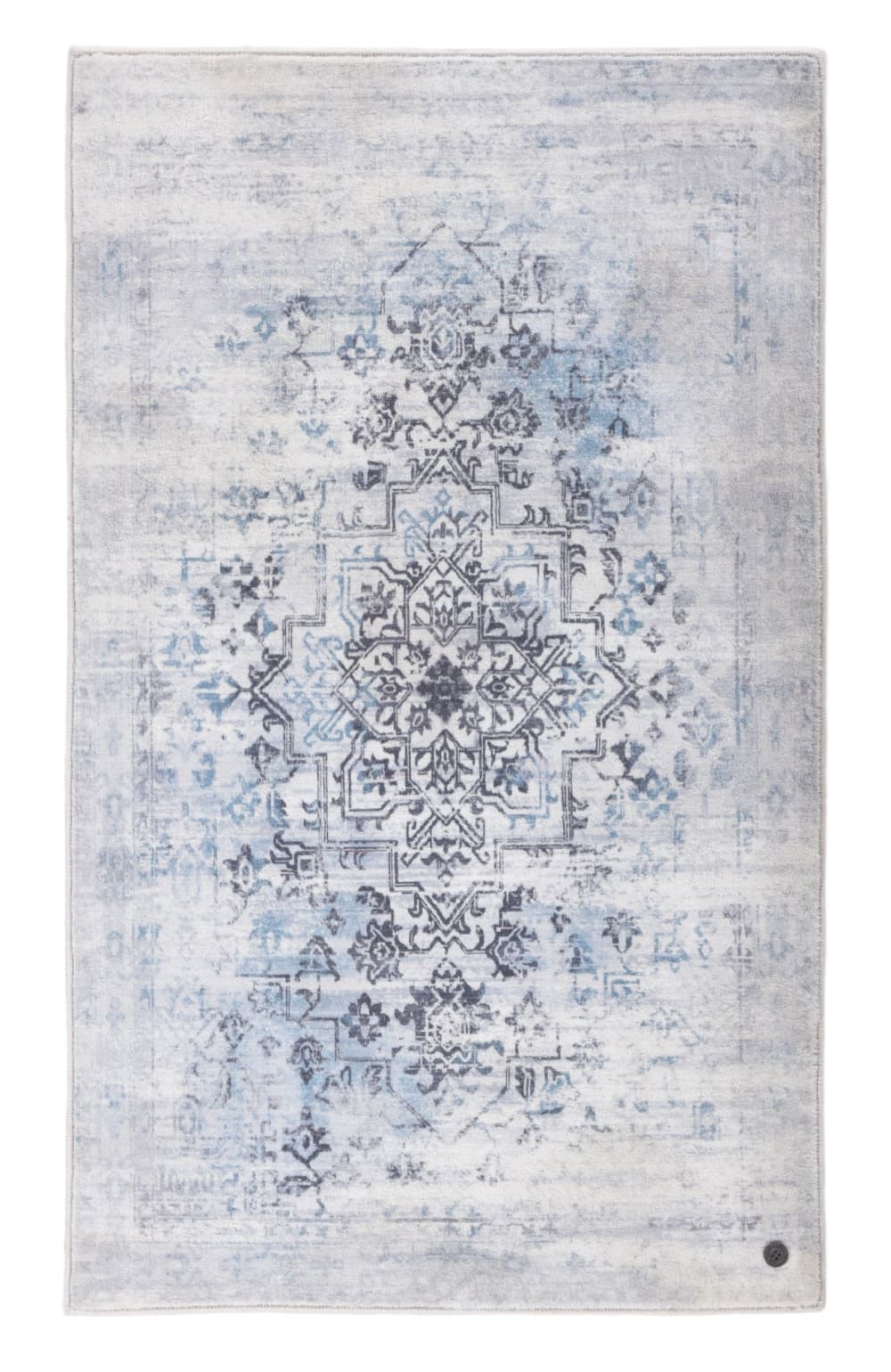 Tapis de bain vintage imprimé à la machine bleu 60x100 cm