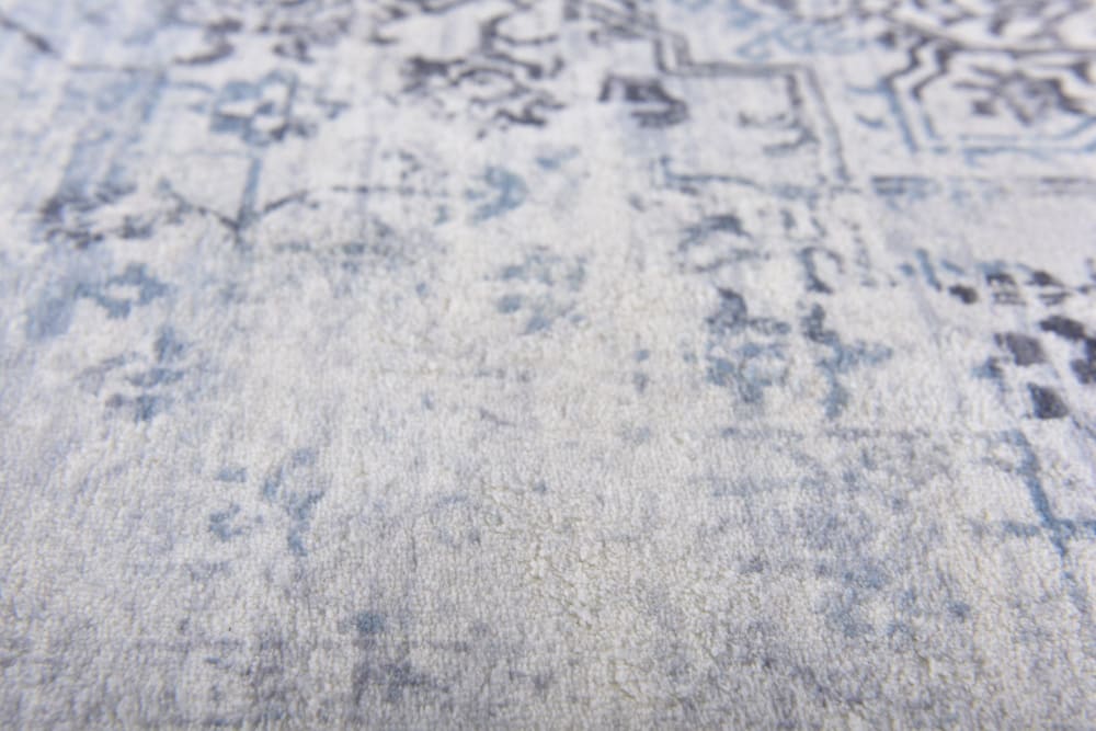 Tapis de bain vintage imprimé à la machine bleu 70x120 cm — vue 3