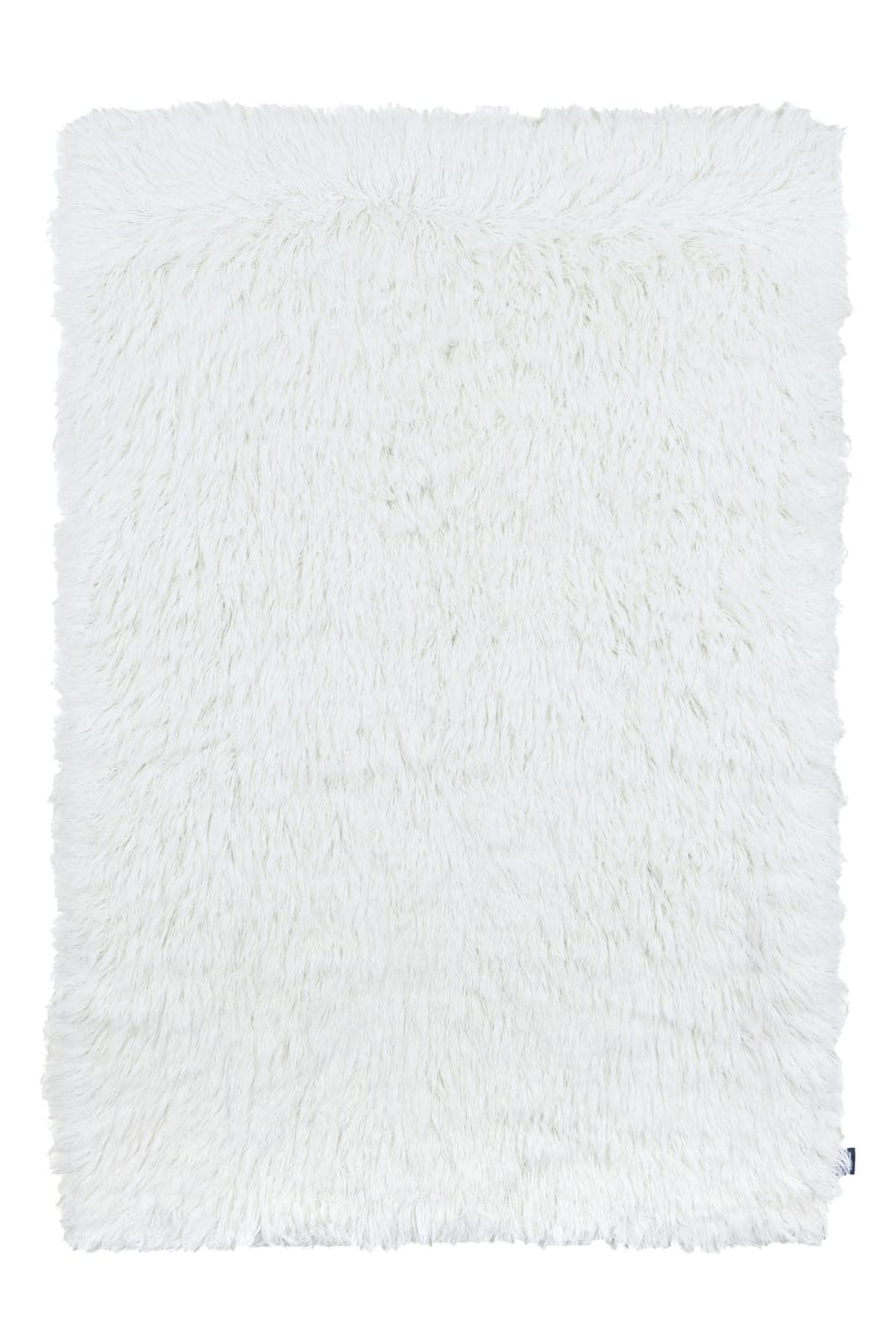 Tom Tailor Tapis shaggy en laine vierge tissé à la main Blanc 140x190 cm style campagne Blanc