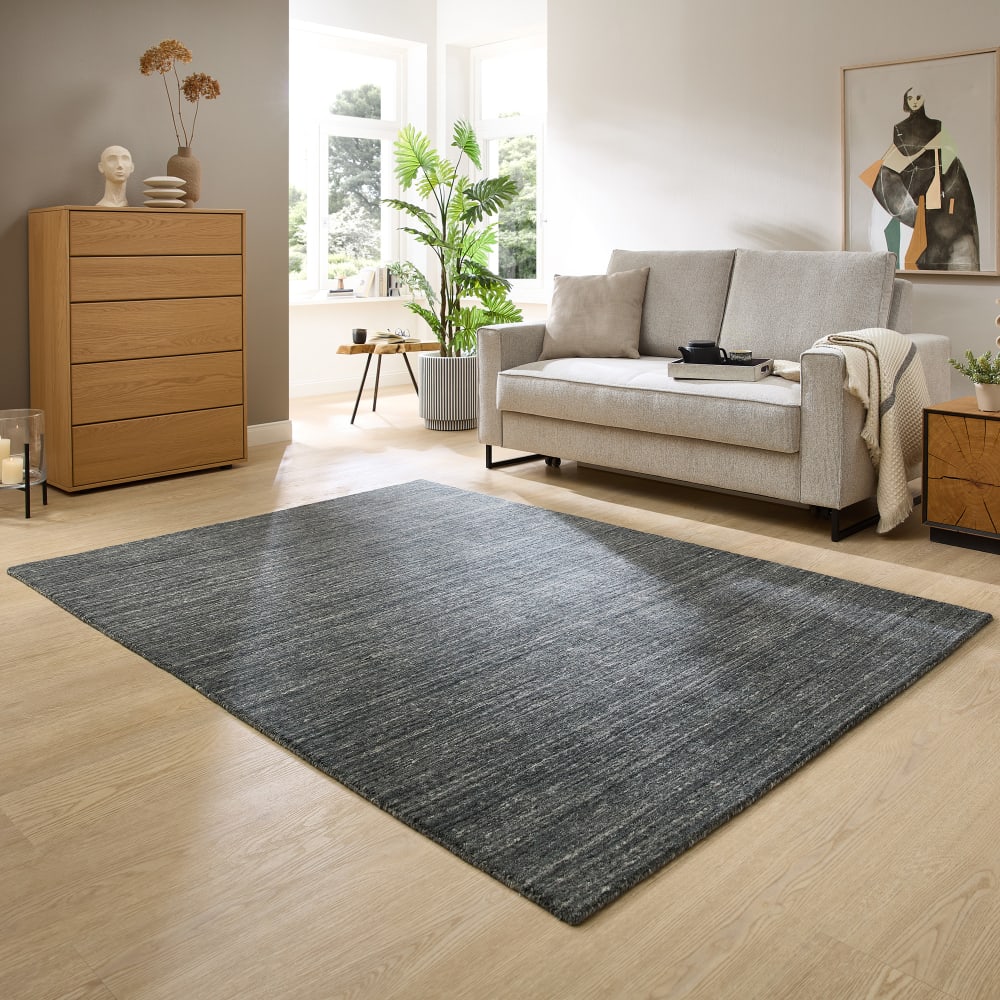 Tapis chiné tissé à la main anthracite 60x90 cm — vue 3