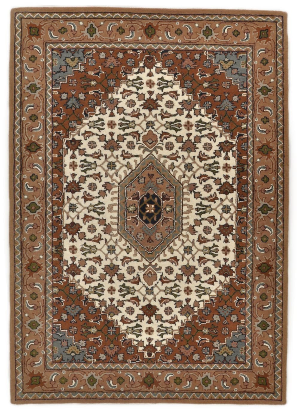 THEKO Tapis tufté main au design oriental beige 140x200 cm style inspirations d'ailleurs - Laine
