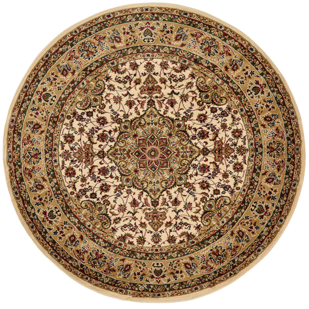 THEKO Tapis tissé au design oriental en polypropylène beige D 240 cm style vintage - Pvc - Poly Chlorure De Vinyle
